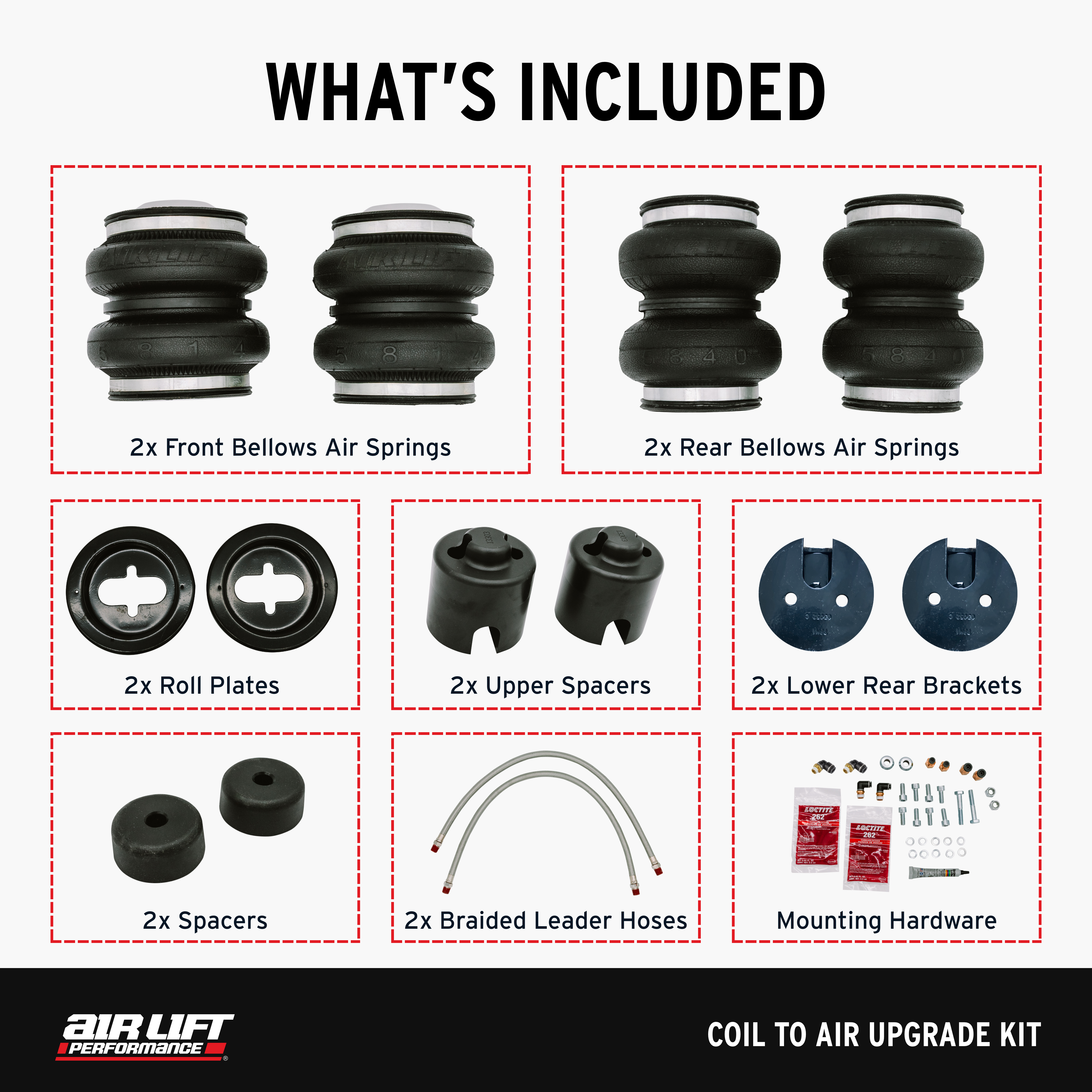 Air Lift Performance 83012 Air Lift Performance Coil To Air Upgrade Kit For Front And Rear